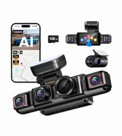 360° 4K Dash Cam 5 Channel Car Camera Touch Screen, WiFi, HDR Night Vision, Front Left Right Rear, STARVIS 2 Sensor, Voice Control, Truck SUV AI Drive