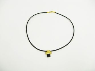 Baraka Rubber Necklace with 18K Gold Pendant w/ Diamond and Clasp