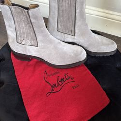 christian louboutin Men Grey Suede Boots New Size 45