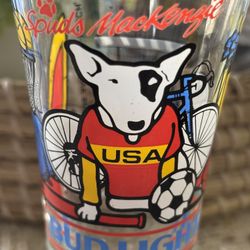 Spuds Mackenzie Bud Light USA Sports Pilsner Beer Glass 1988