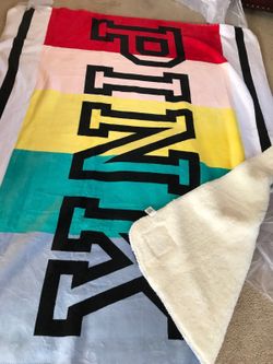 Pink Rainbow sherpa blanket