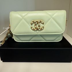 Chanel Lambskin 19 Flap Coin Purse on Chain