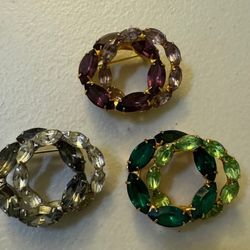 Vintage Costume Jewelry Brooch Set (Set Of 3)