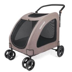 Dog Stroller Pet, Foldable Cart with 4 Wheels, Mesh Skylight Pet Stroller for Small to Large Dogs and Other Pet Travel, Storage Space Pet Can Easily W