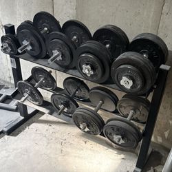 Dumbell Rack With 60lb & 70lb Dumbbells 