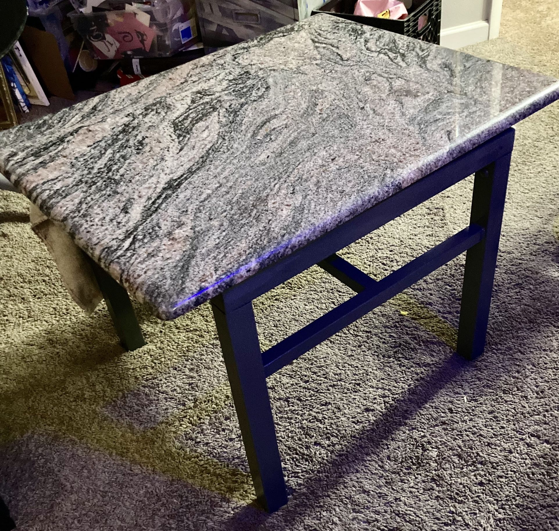 Granite Top Table With Gloss Gray 