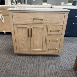 36” Bathroom Vanity In White Oak Color 