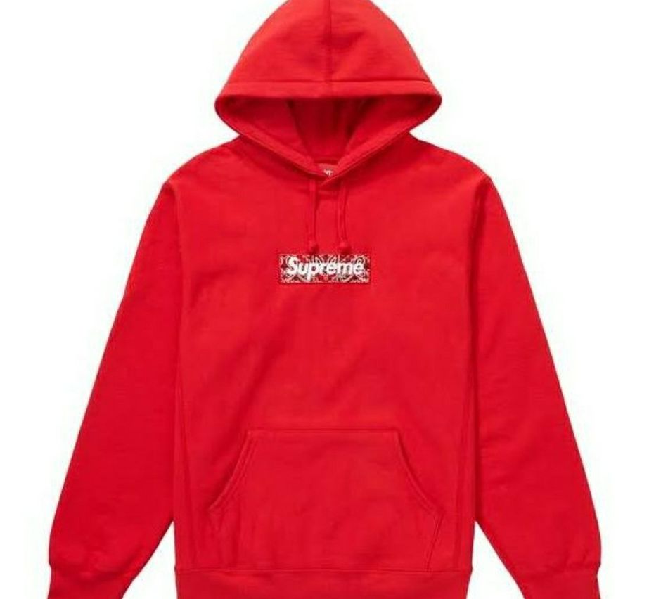 Supreme Bandana Box Logo Hooded Sweatshirt Red Size XL