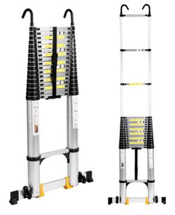 BOWEITI 26.2FT Telescoping Ladder, Aluminum Collapsible Ladder w/Non-Slip Feet, Lightweight RV Compact Ladders, Telescopic Ladders for RV (A1.1.2)