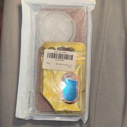 Glitter Phone Case with Ring Holder - Gold