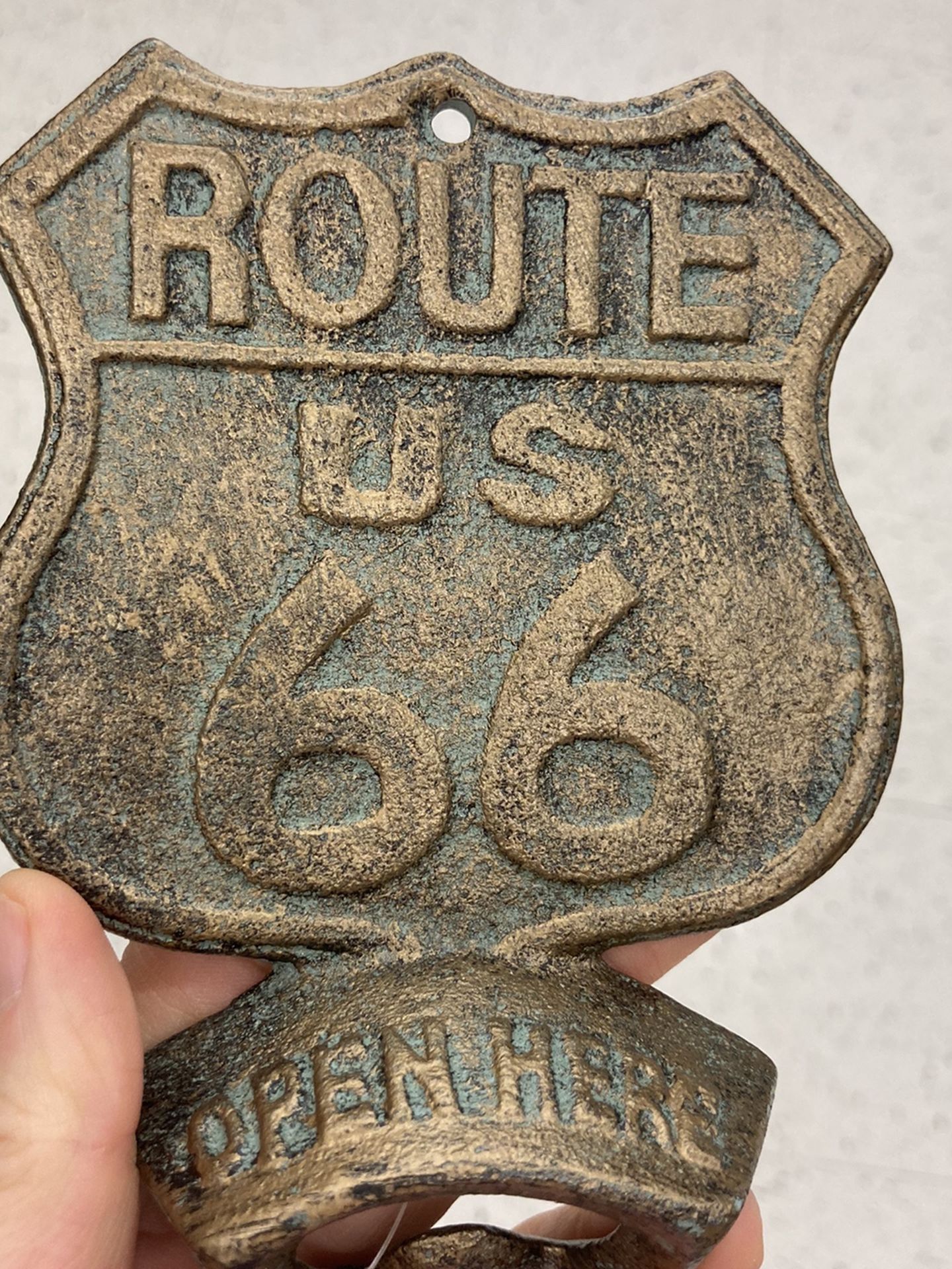 Vintage style cast iron Route 66 bottle opener