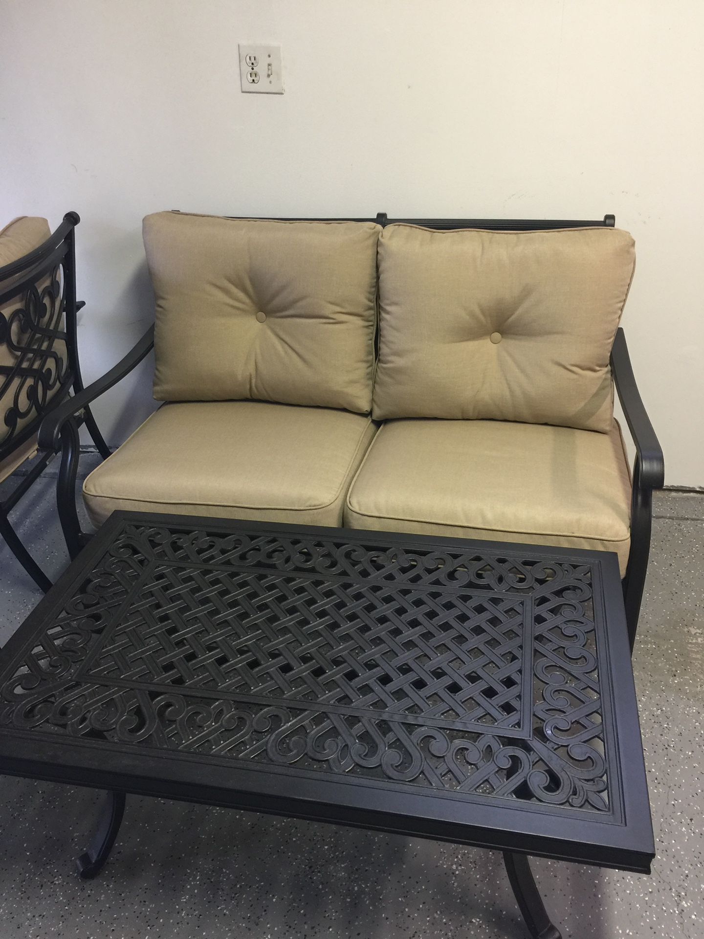 Aluminum Love Seats And Table