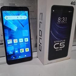 Cloud Mobile Stratus C5 elite smartphone.   Touchscreen.  16 gb of storage.  it supports 4G LTE connectivity.  it's a dual SIM phone.  New.