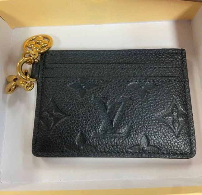 Louis Vuitton Empreinte Black Leather Cardholder with Gold Charm