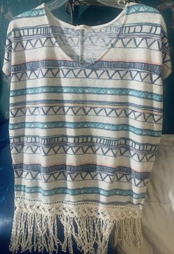 Western print style Fringe top