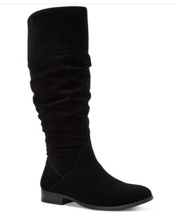 Women Black Suede Scrunched Boots 5M NIB