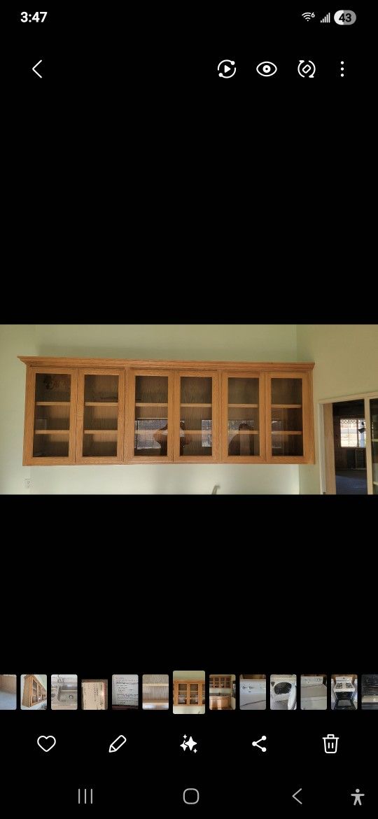 Upper glass cabinet.