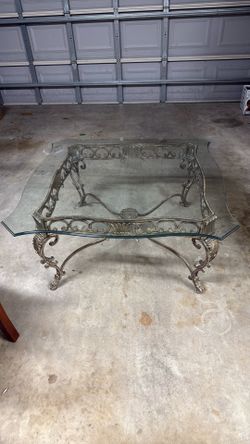 Glass Coffee Table With Metal Frame ~ Square