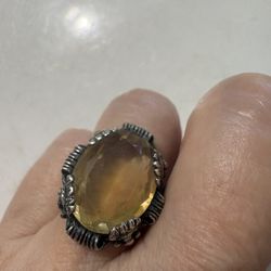 Vintage Sterling Silver Natural Citrine Ring