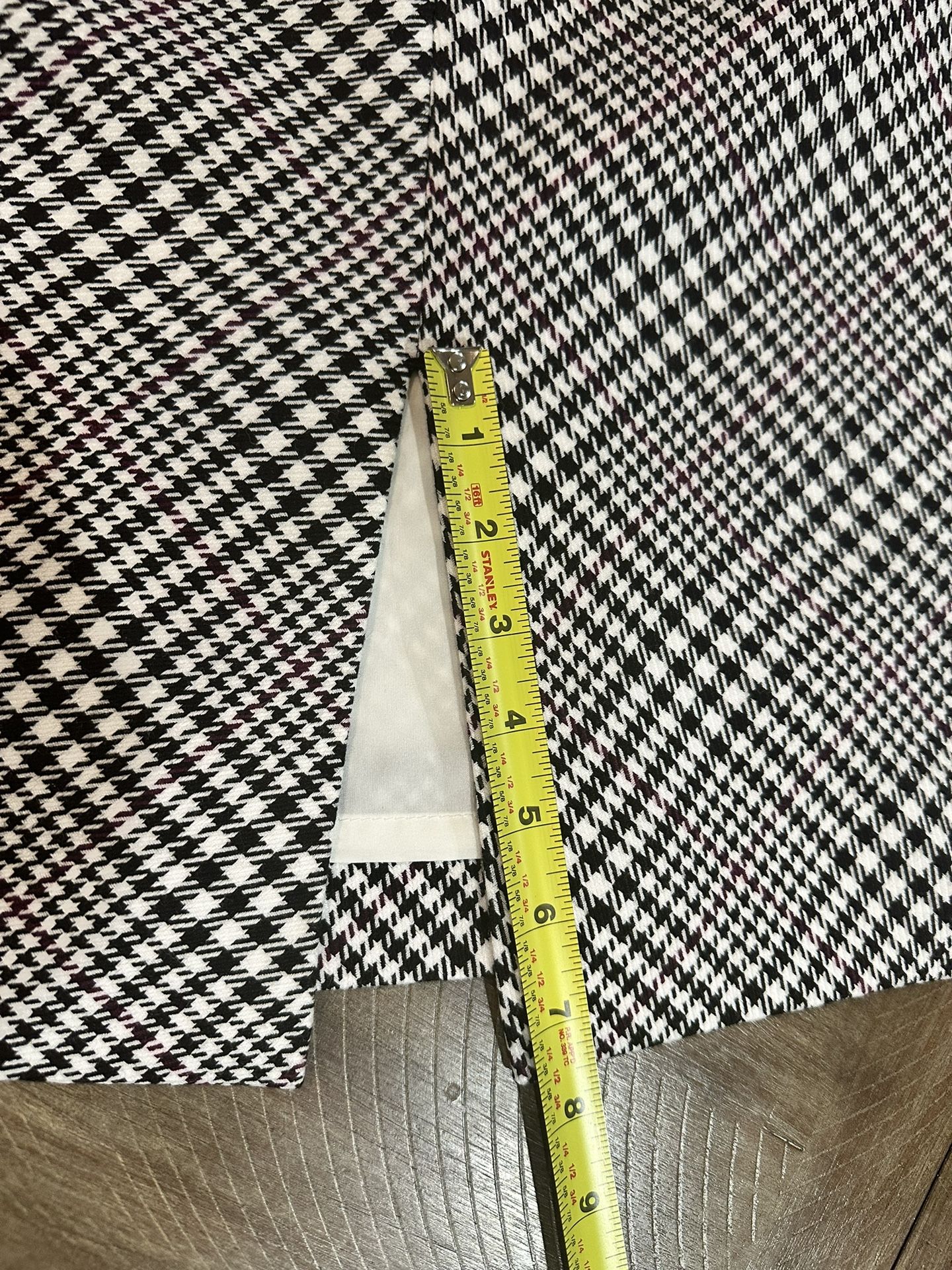 White House Black Market Plaid Pencil Straight Skirt Lined Kick Pleat Sz 14 NWOT