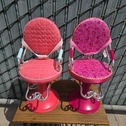 Two Salon Chairs Pink for 18" Doll 