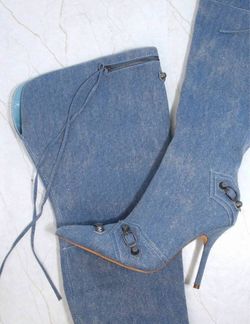 Denim Over-the-Knee Stiletto Boots