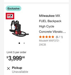 Milwaukee MXFuel Compact Backpack Concrete Vibrator “FREE” M12 Bluetooth Radio With Purchase 