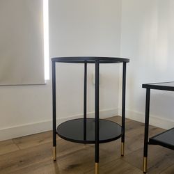 Modern Black & Gold Side Table – 2 Tier – Minimalist