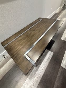 Rectangular Modern Wood and Chrome Coffee Table