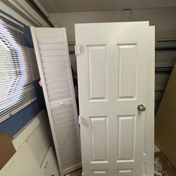 6 Panel Interior Door + Hinges + Knob With Lock