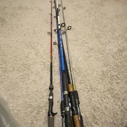 6 Fishing Rods Used Good Condition 