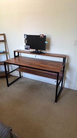 Wood and black console table