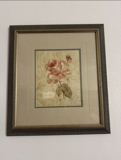 Beautiful vintage framed rose decor picture