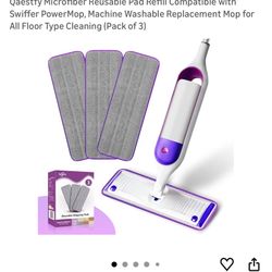 Qaestfy Microfiber Reusable Pad Refill Compatible with Swiffer PowerMop