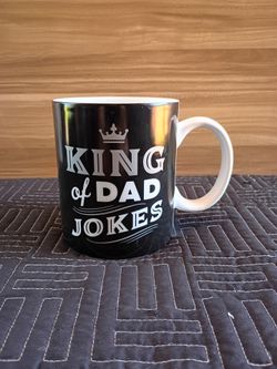King of Dad Jokes" ceramic coffee mug