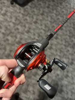 Abu Garcia MLF max, right hand side, medium heavy, and a set of lures