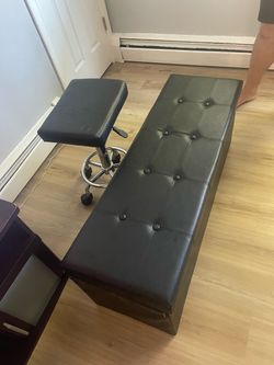 Leather Ottoman bench with a storage and Leather bar stool