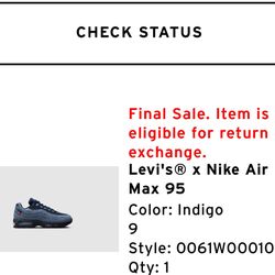 NIKE LEVI'S X AIR MAX 95 Blue Indigo Size 9