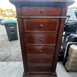 Solid Dark Wood Dresser with Drawers