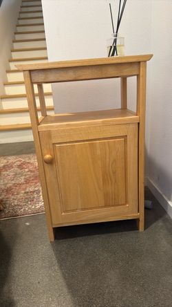 Solid Wood Bedside Cabinet with Open Shelf