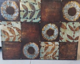Abstract Geometric Canvas Wall Art - Brown, Teal & Cream