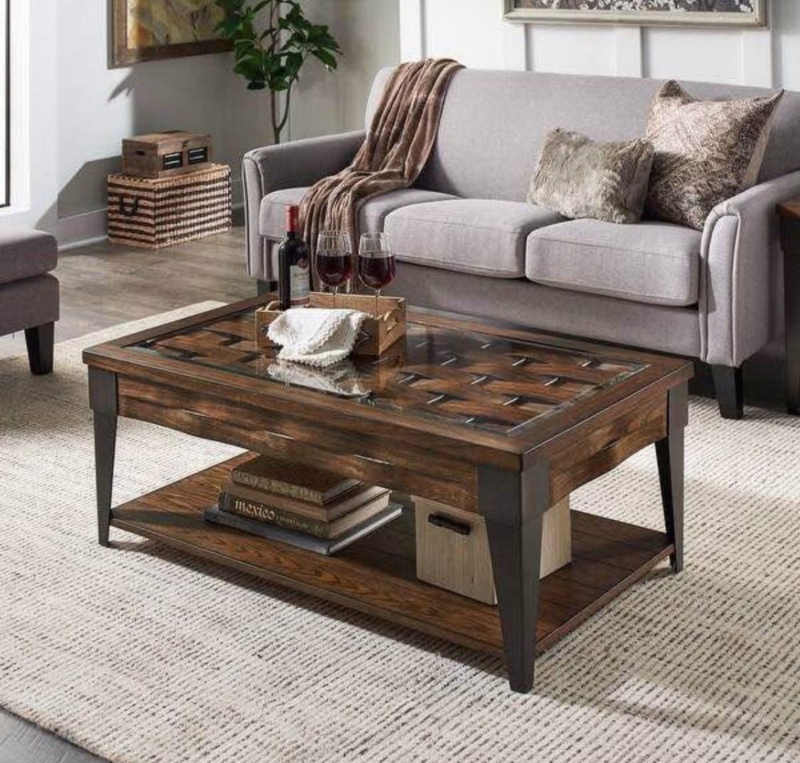 New Solid Wood Woven Coffee Table