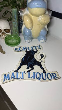 New Large Schlitz Malt Liquor Bull Embroidered Patch 10” Wide x 9.5” Tall