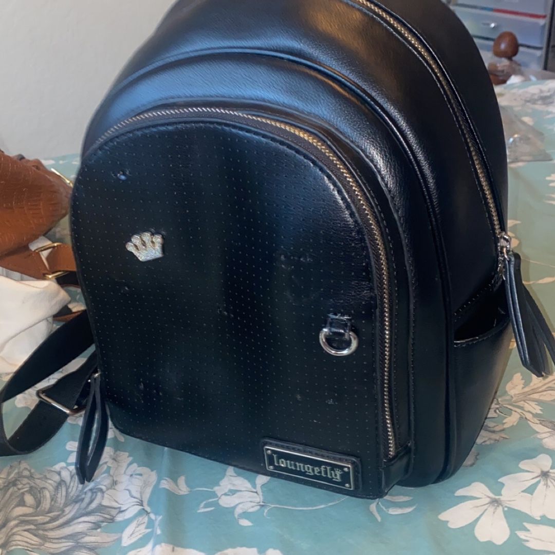 Loungefly black pin trader faux leather mini backpack new arrivals