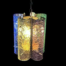 EUC Vintage MCM Blenko Glass 5 Color Hanging Swag Lamp Light Fixture