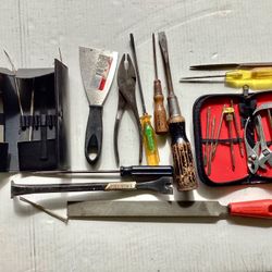 20+ Antique and Vtg. Tools Wood Handle Screwdrivers Moulding Lifter Slip-Joint Pliers, Wrench, Jeweler’s Precision Tool Etc.