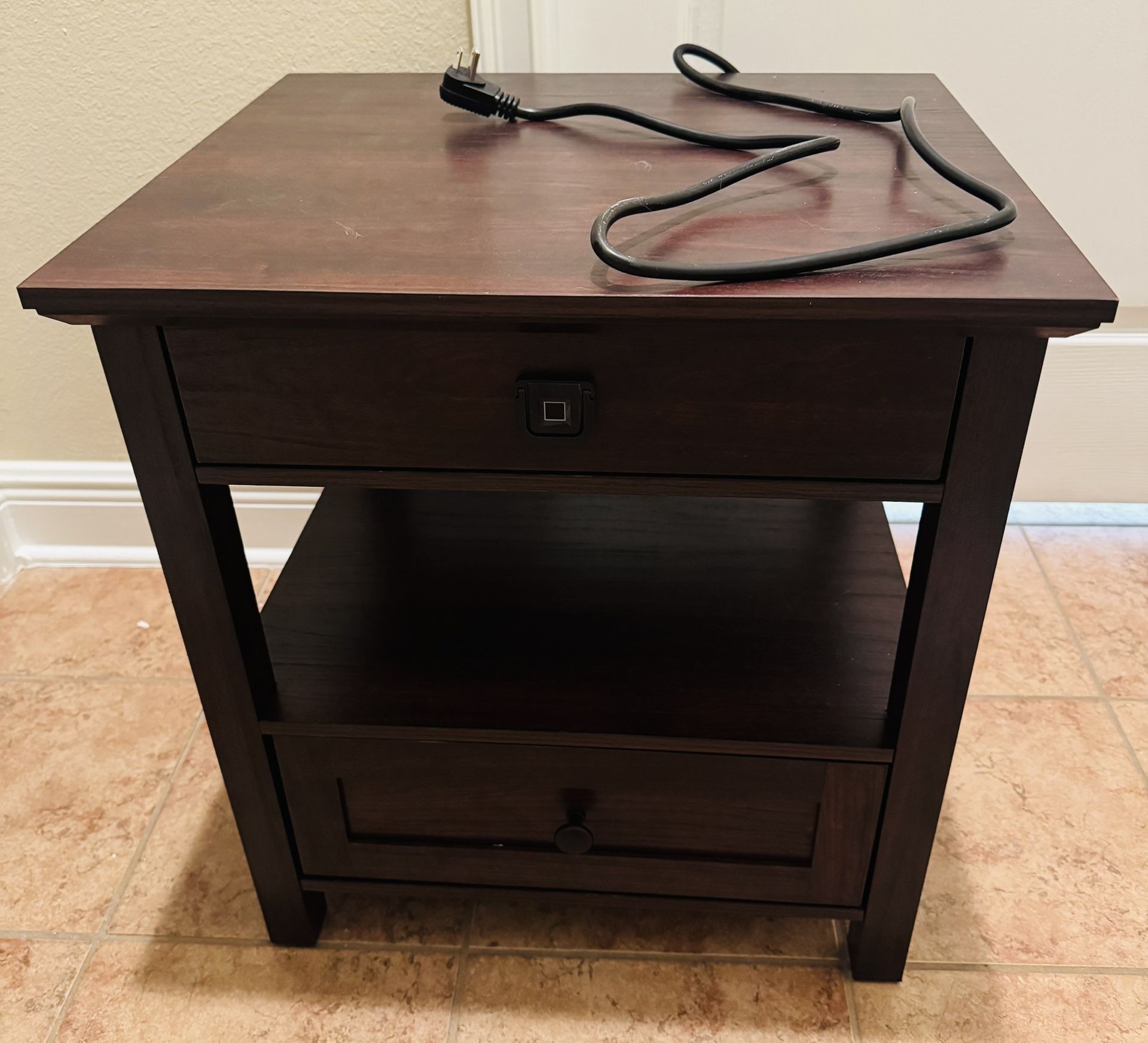 Nightstand w/ Locking Drawer End Table Stand w/ Charging Station $50 - see details - Price is Firm