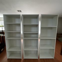 White bookshelves 