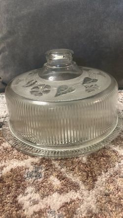 Vintage Dome Cake plate floral see description