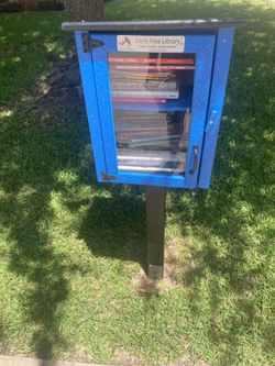 Used Composite Little Free Library Box (2-Story, Blue) with Stand